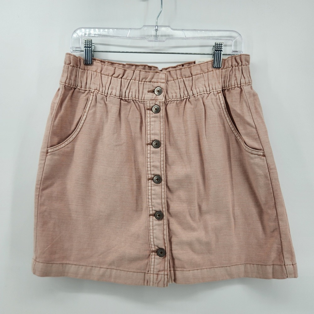 American Eagle Skirt Womens Size 12 Pink‎ Button Front Elastic Waist Casual